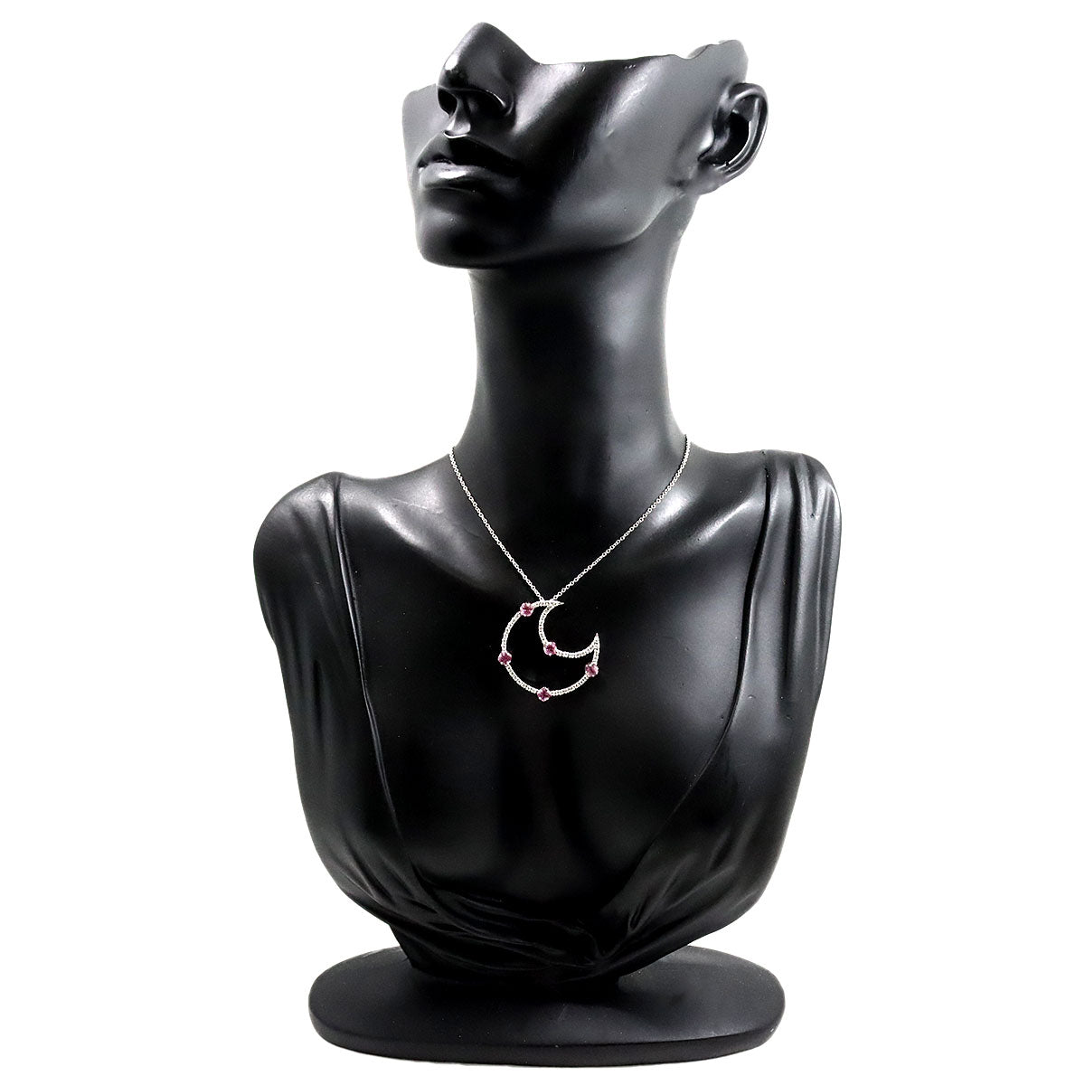 Sapphire Diamond Necklace 18K White Gold 750