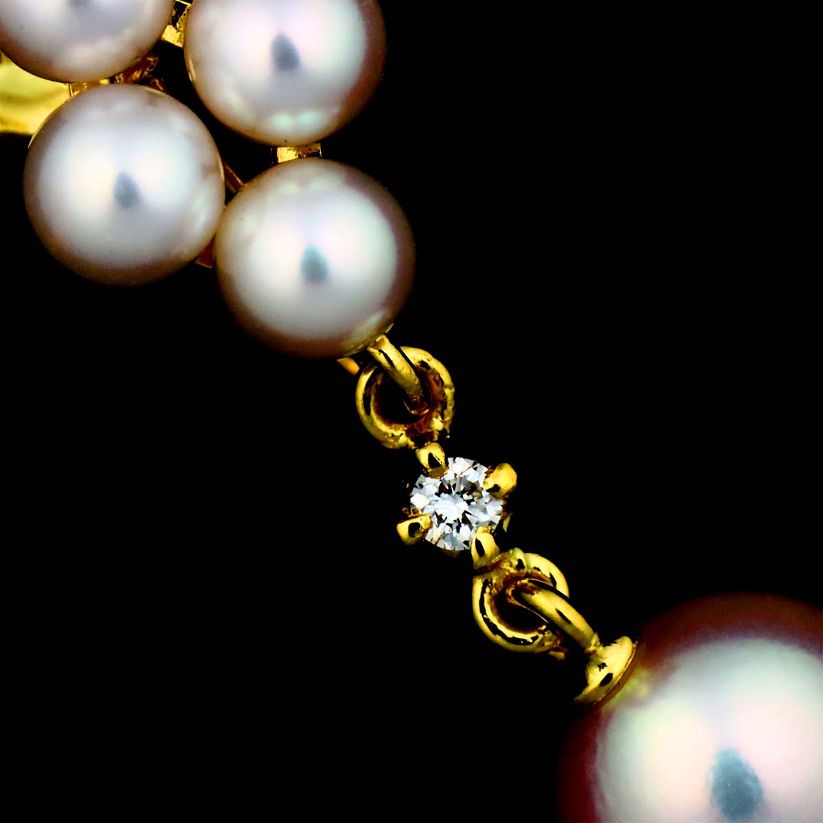 Akoya Pearl 6.8-3.5mm Diamond Earrings 18K Yellow Gold 750