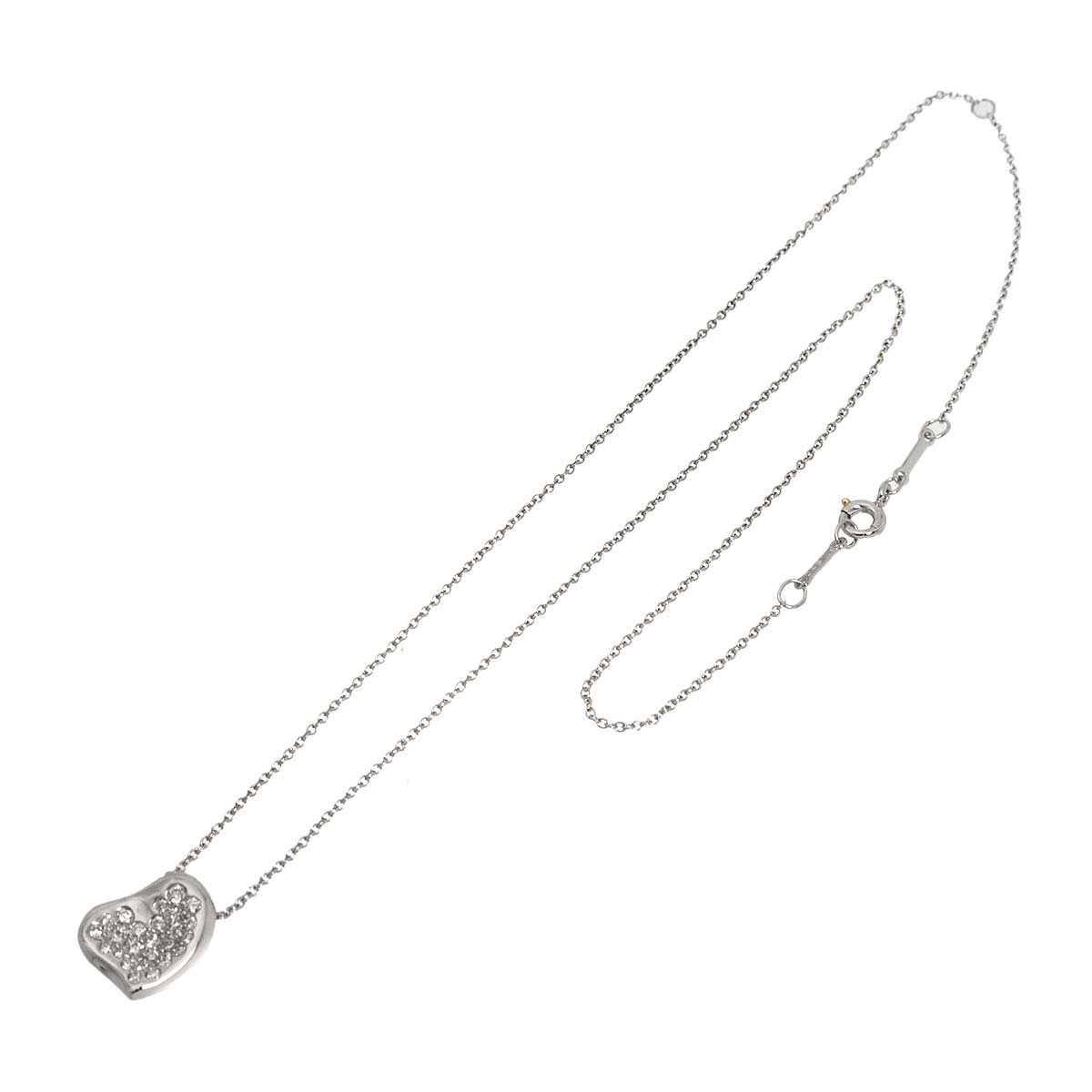 Full Pave Diamond Heart Necklace Platinum