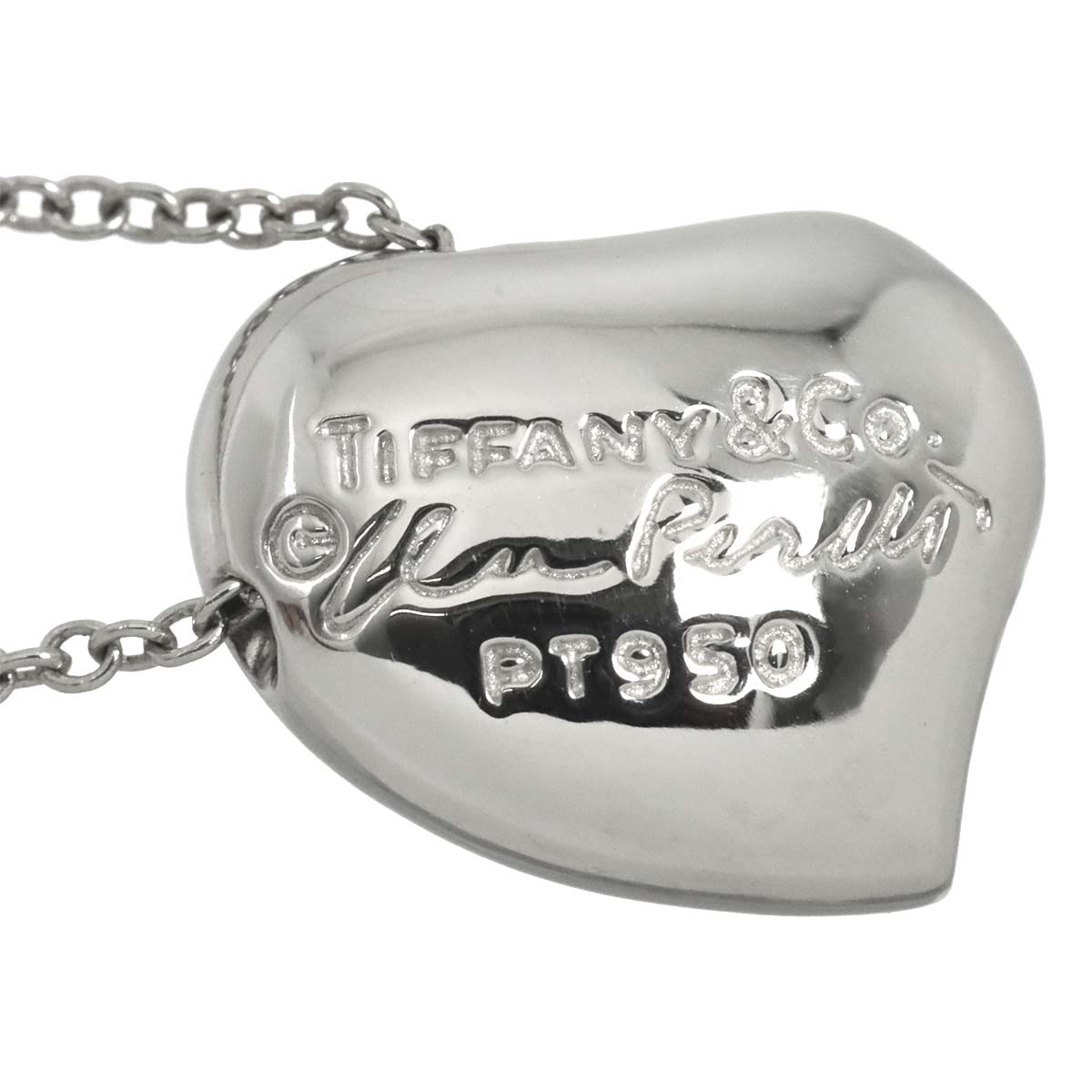 Full Pave Diamond Heart Necklace Platinum