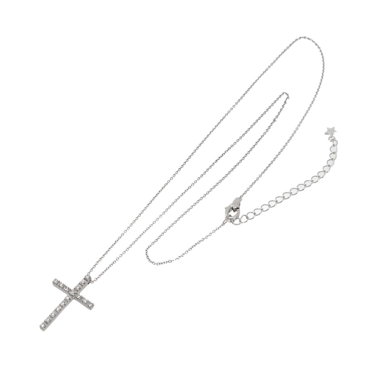 Diamond 0.16ct Cross Necklace 18K WG 750