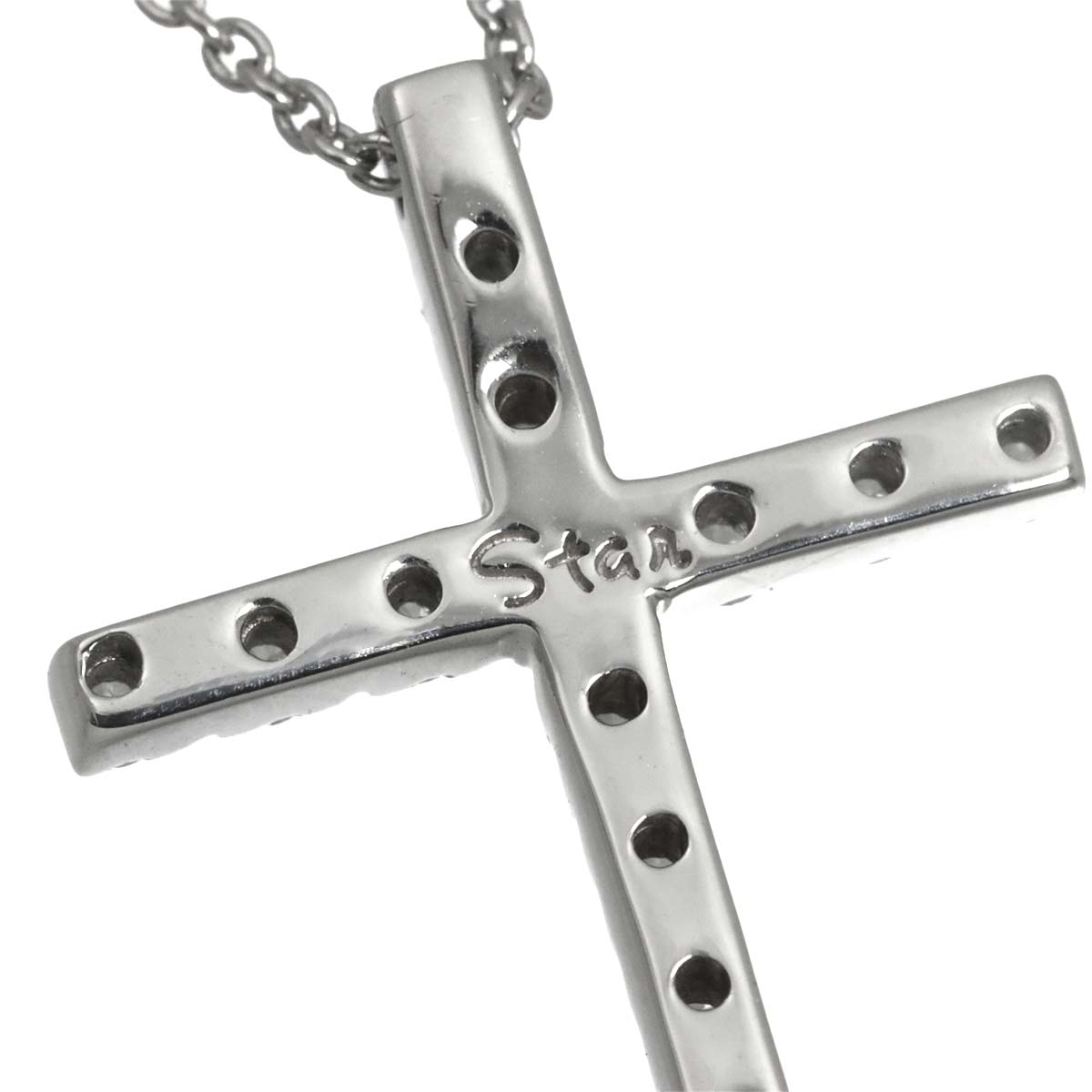 Diamond 0.16ct Cross Necklace 18K WG 750