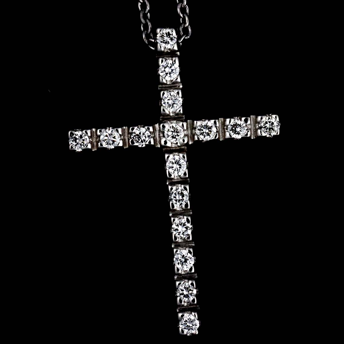 Diamond 0.16ct Cross Necklace 18K WG 750