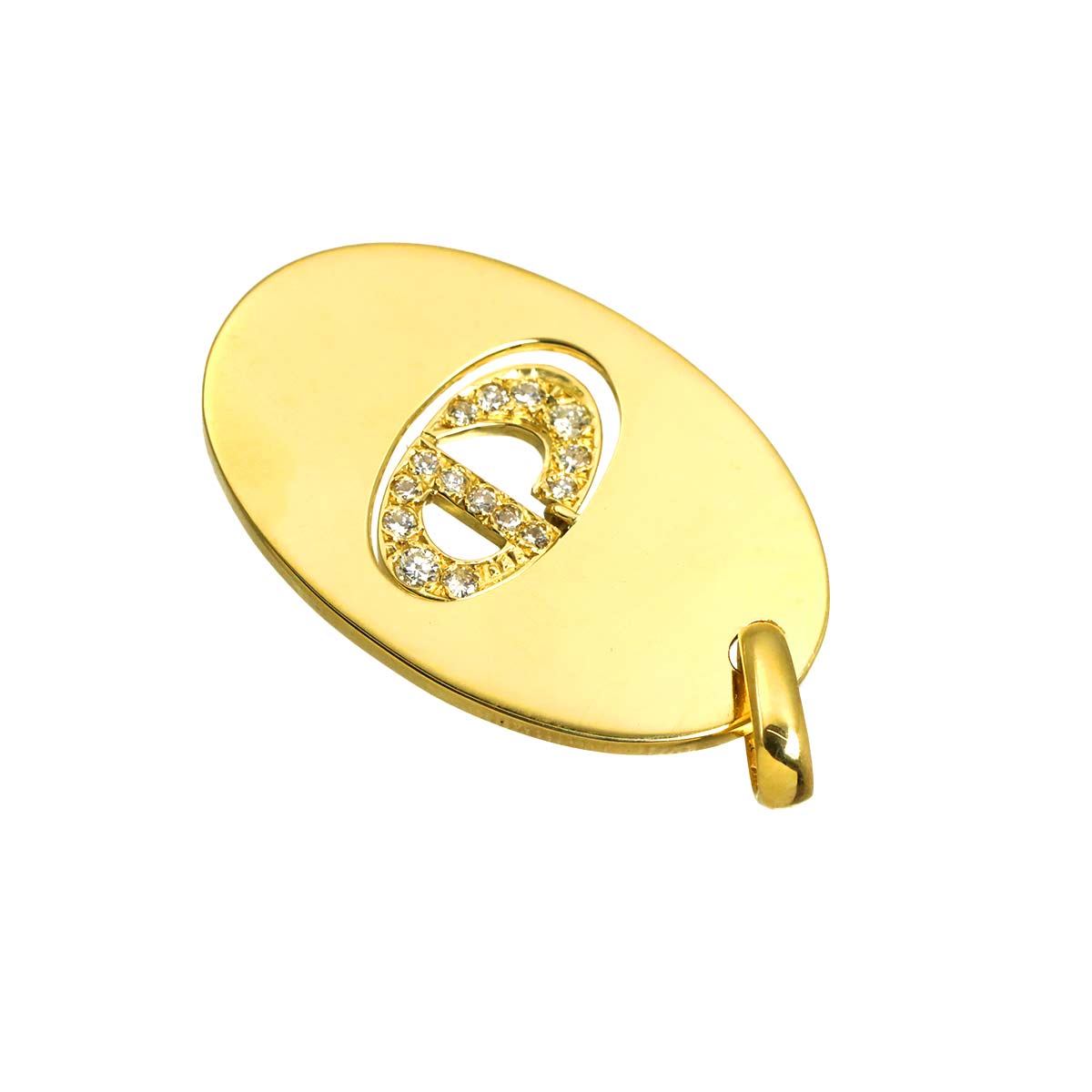 Christian Dior Diamond Pendant Top 18K YG Yellow Gold 750