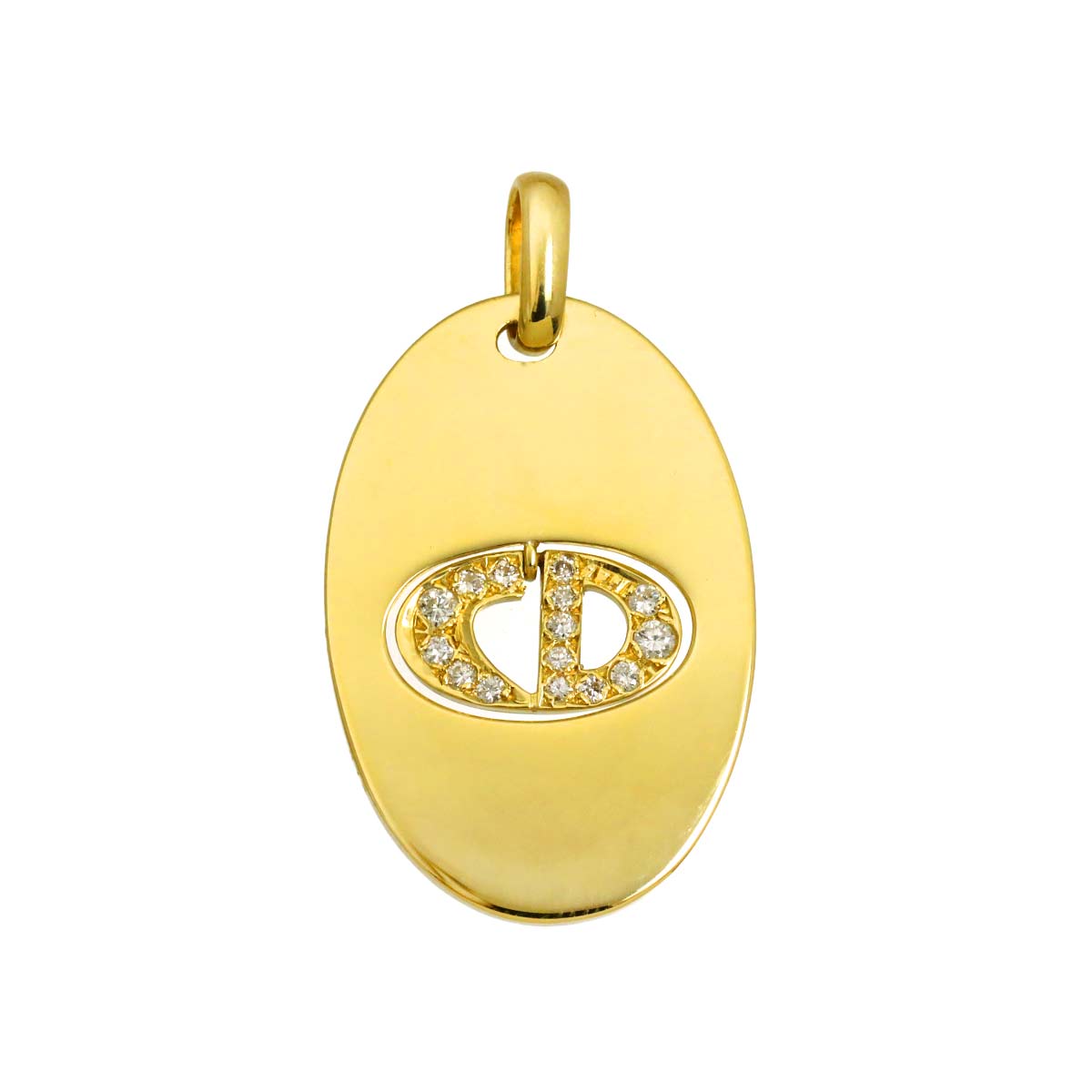 Christian Dior Diamond Pendant Top 18K YG Yellow Gold 750