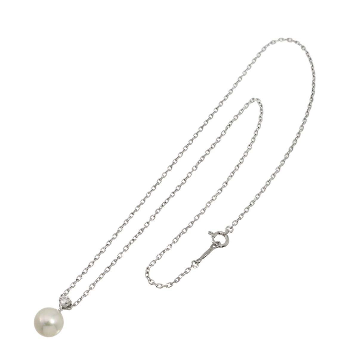 Akoya Pearl 8.0mm Diamond Necklace 18K White Gold 750