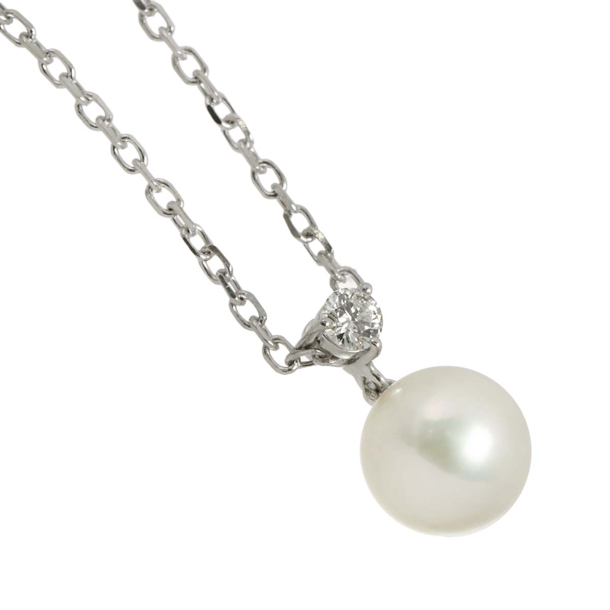 Akoya Pearl 8.0mm Diamond Necklace 18K White Gold 750