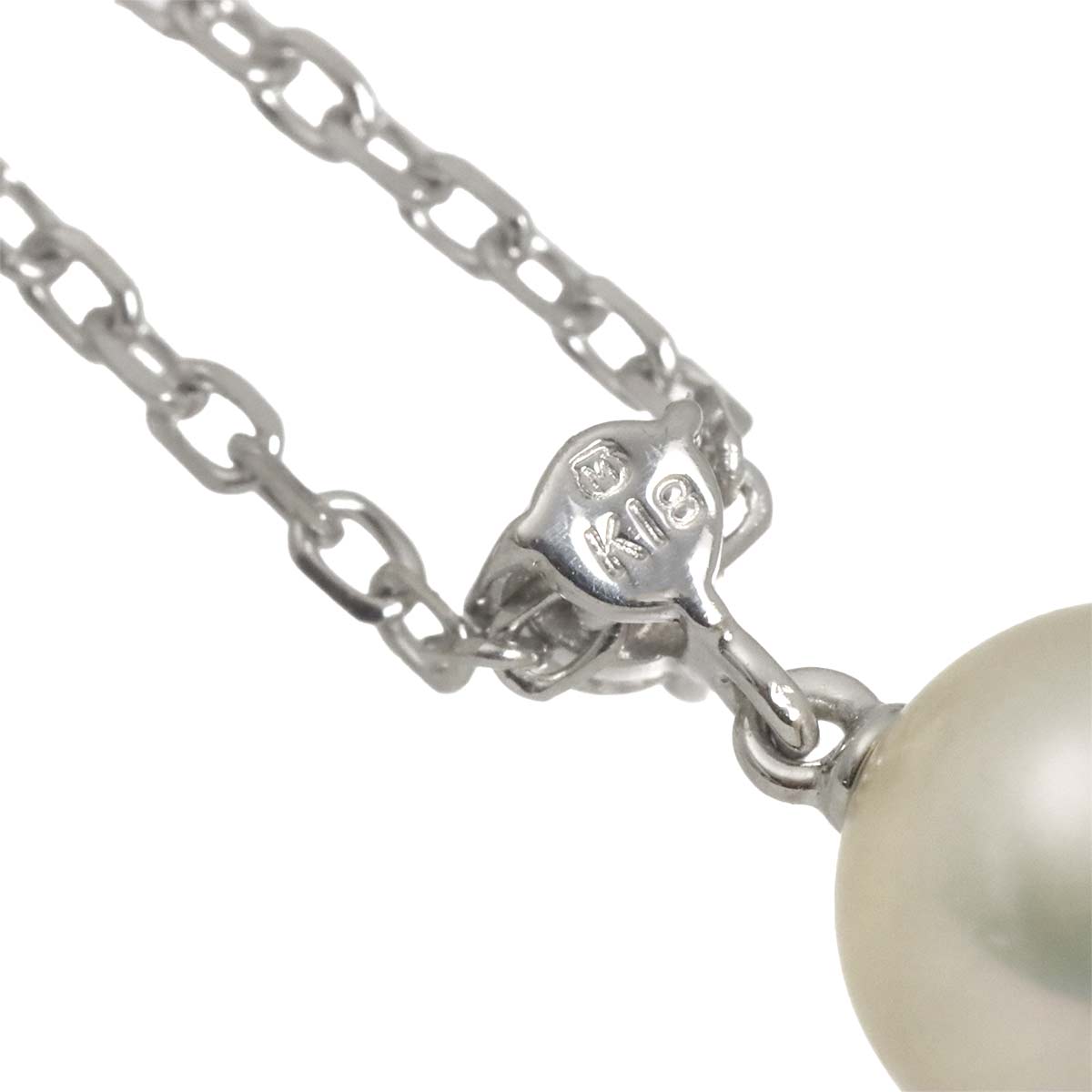 Akoya Pearl 8.0mm Diamond Necklace 18K White Gold 750