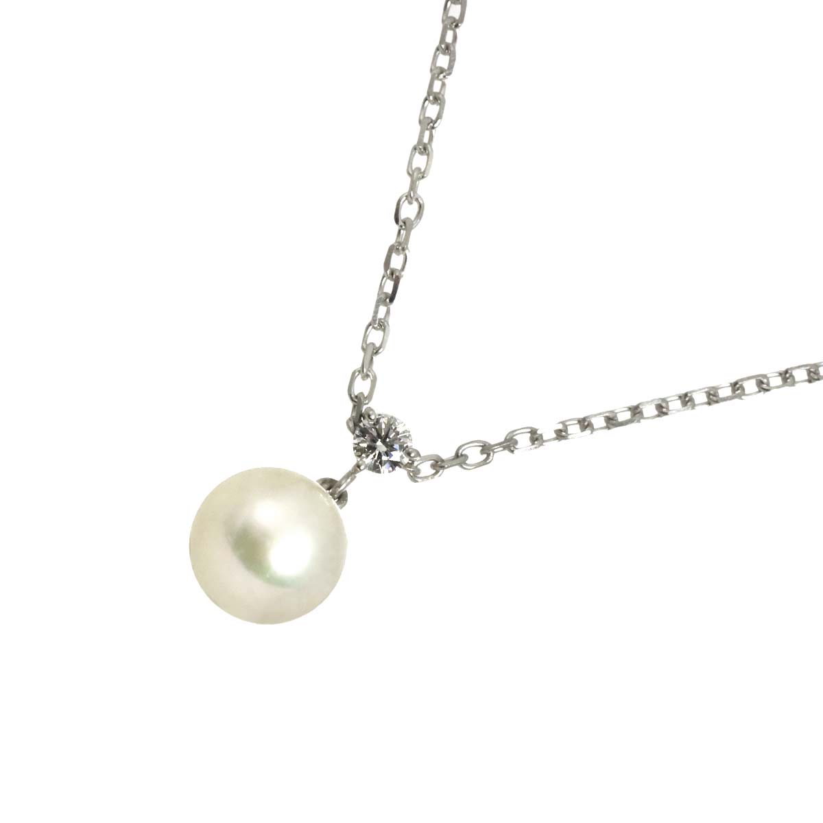 Akoya Pearl 8.0mm Diamond Necklace 18K White Gold 750