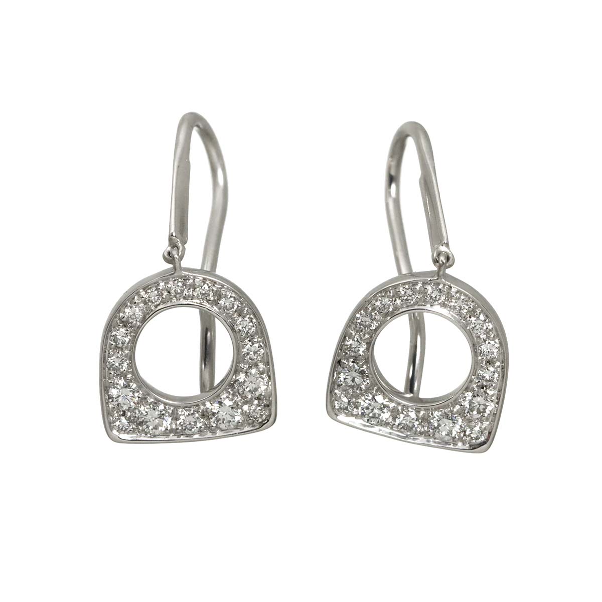 Success Diamond Hook Earrings Pierced 18K WG 750