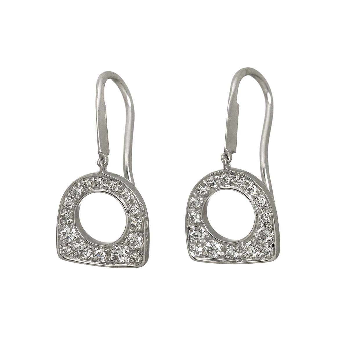 Success Diamond Hook Earrings Pierced 18K WG 750