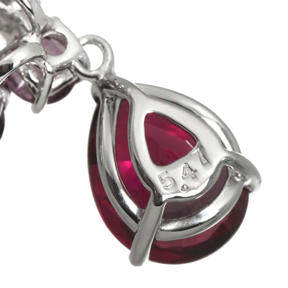 Garnet 5.47ct Tourmaline Diamond Necklace 18K White Gold 750