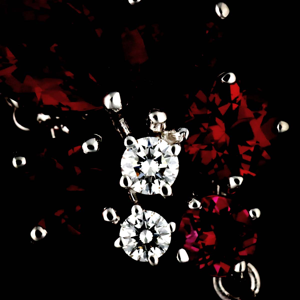 Garnet 5.47ct Tourmaline Diamond Necklace 18K White Gold 750