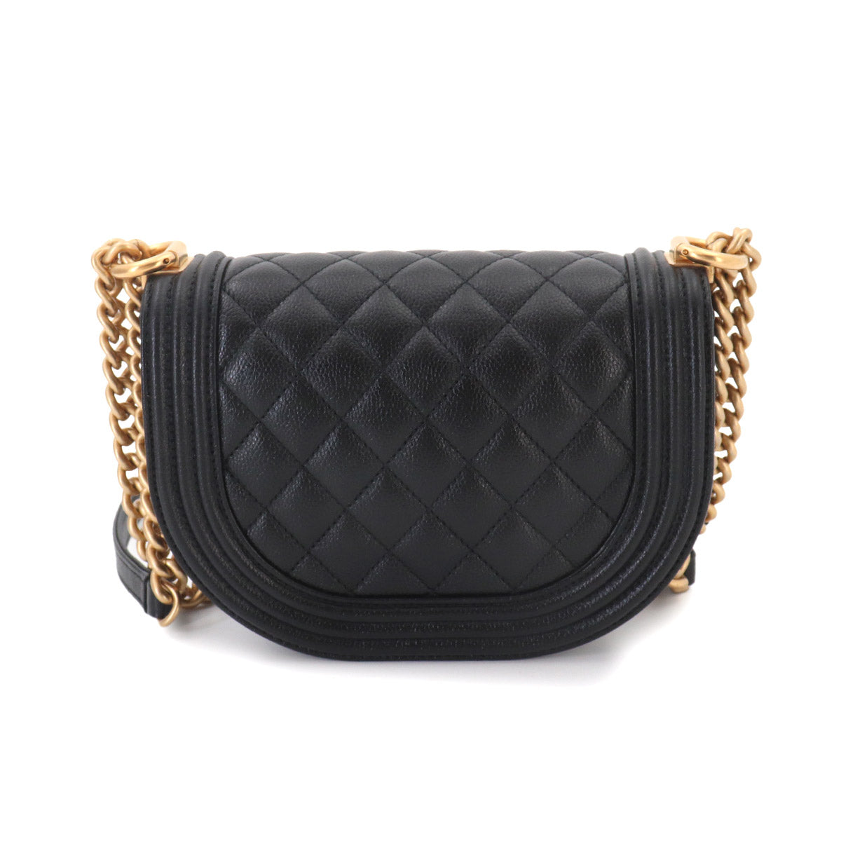 Boy CHANEL Small Messenger Bag Chain Shoulder Black AS3350