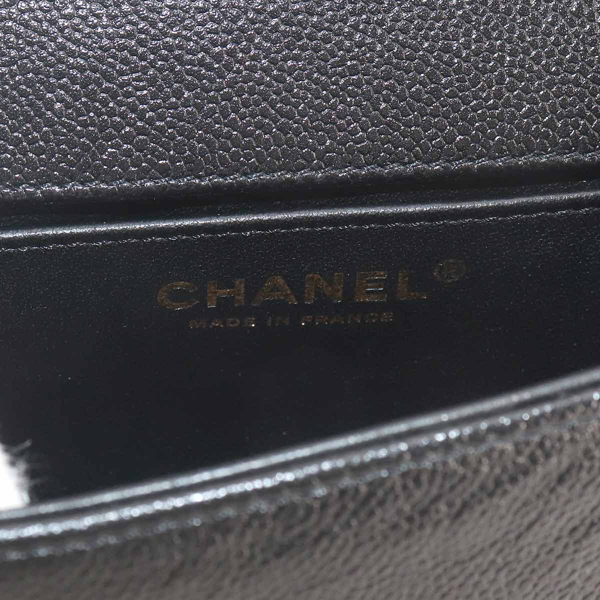 Boy CHANEL Small Messenger Bag Chain Shoulder Black AS3350