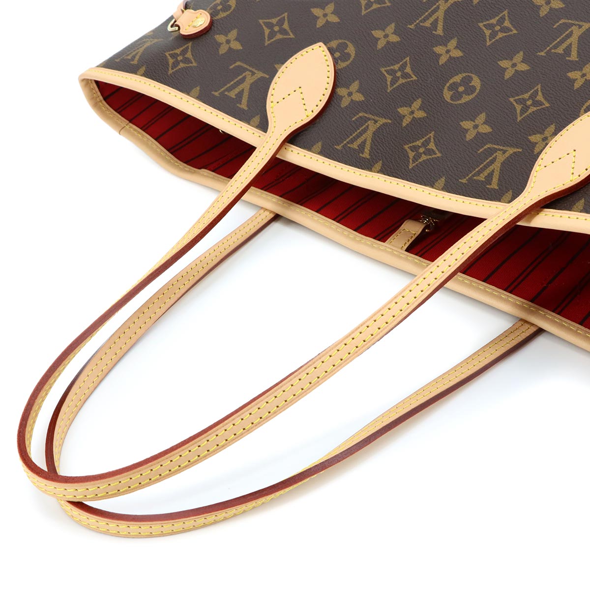 Monogram Neverfull MM Tote Bag Brown Cerise M46987