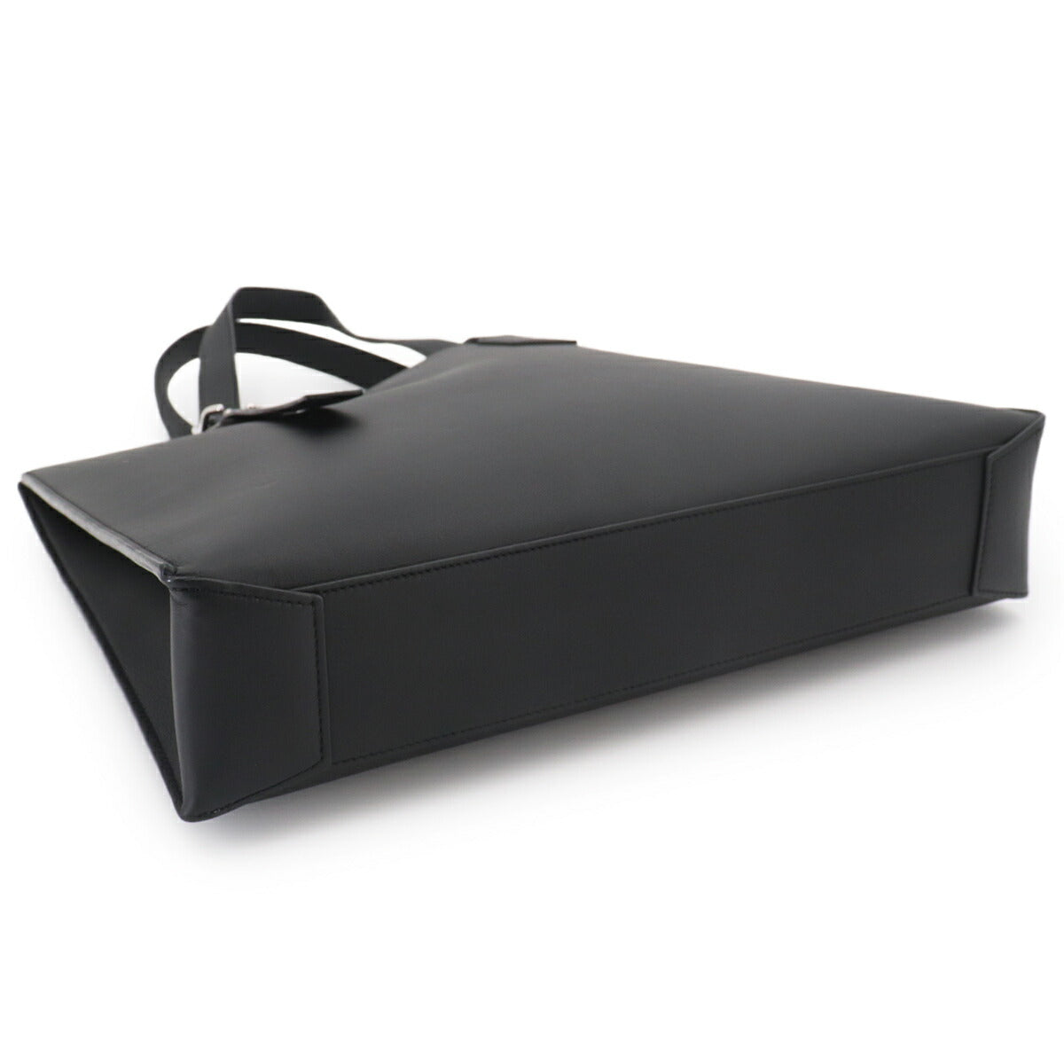 Buckle Horizontal Tote Bag Leather Black B692K96X04