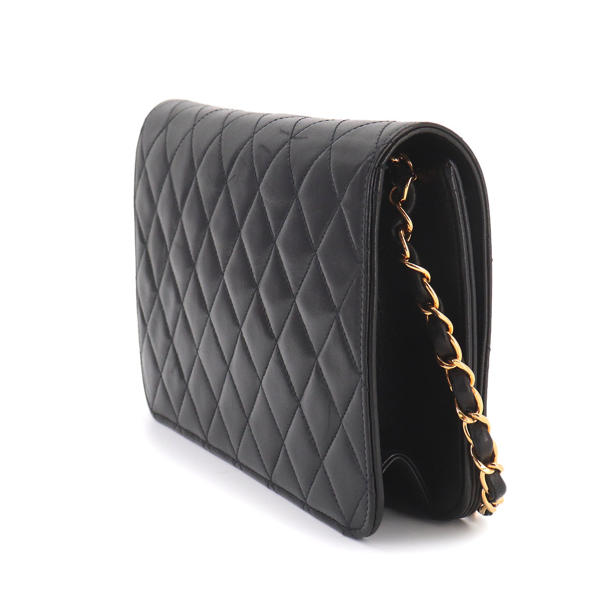 Matelasse Chain Shoulder Bag Leather Black A03568 Vintage