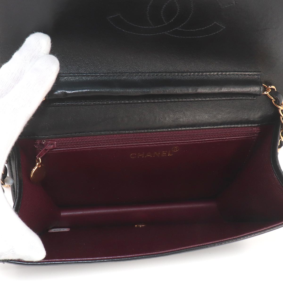 Matelasse Chain Shoulder Bag Leather Black A03568 Vintage