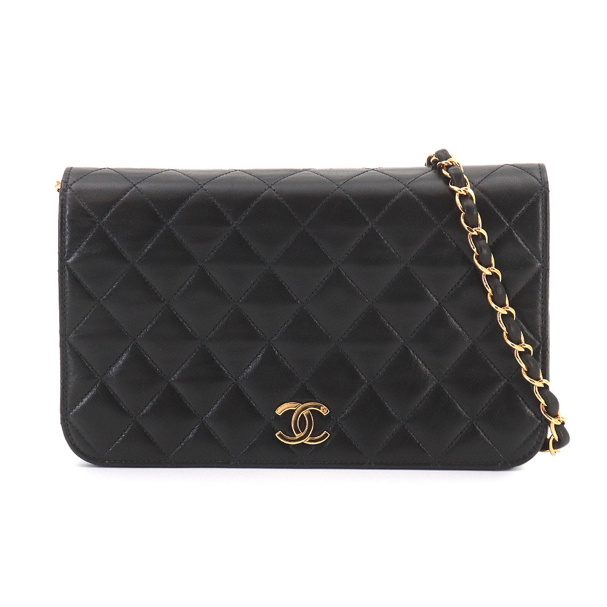 Matelasse Chain Shoulder Bag Leather Black A03568 Vintage