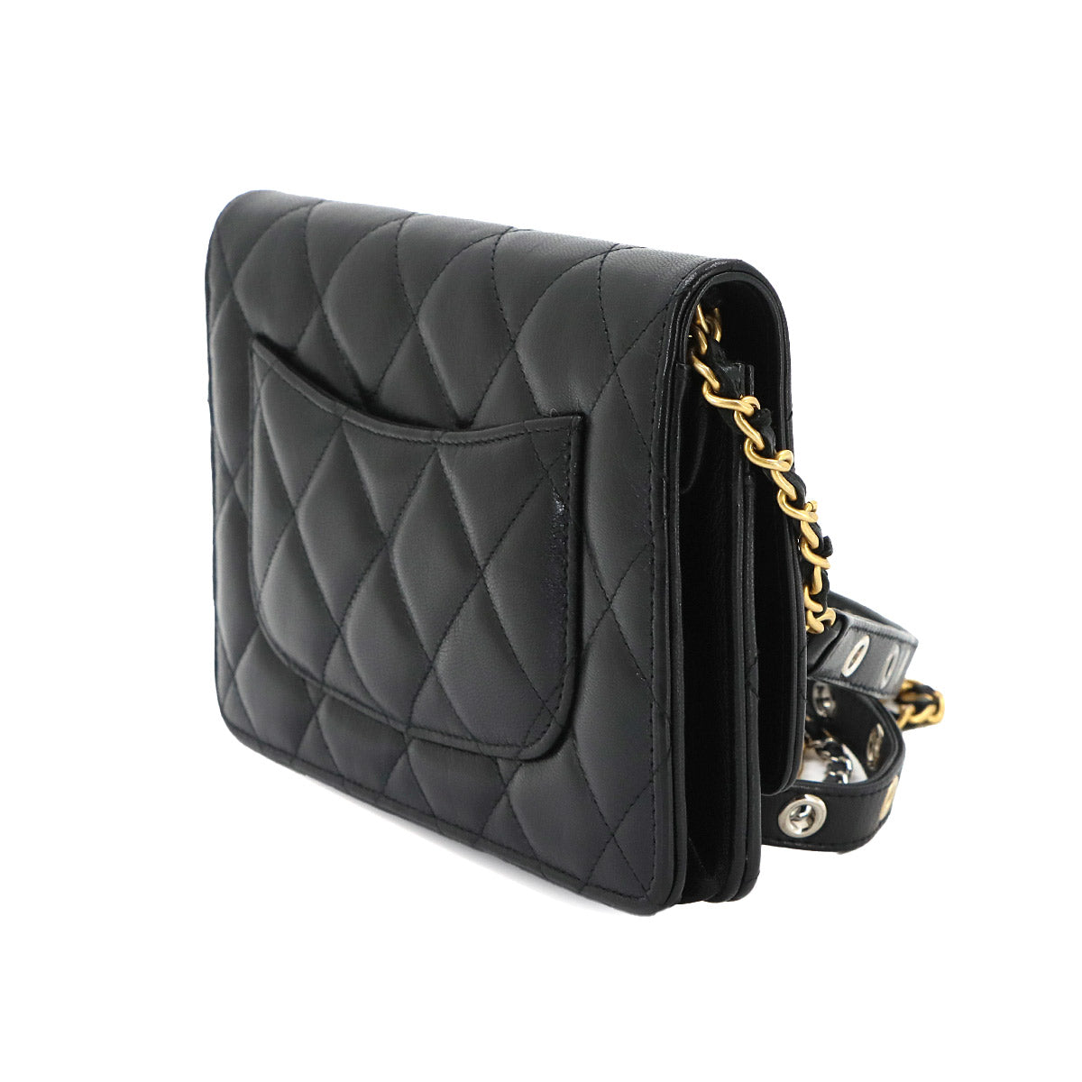Matelasse Chain Wallet Leather Black AP2548 Purse