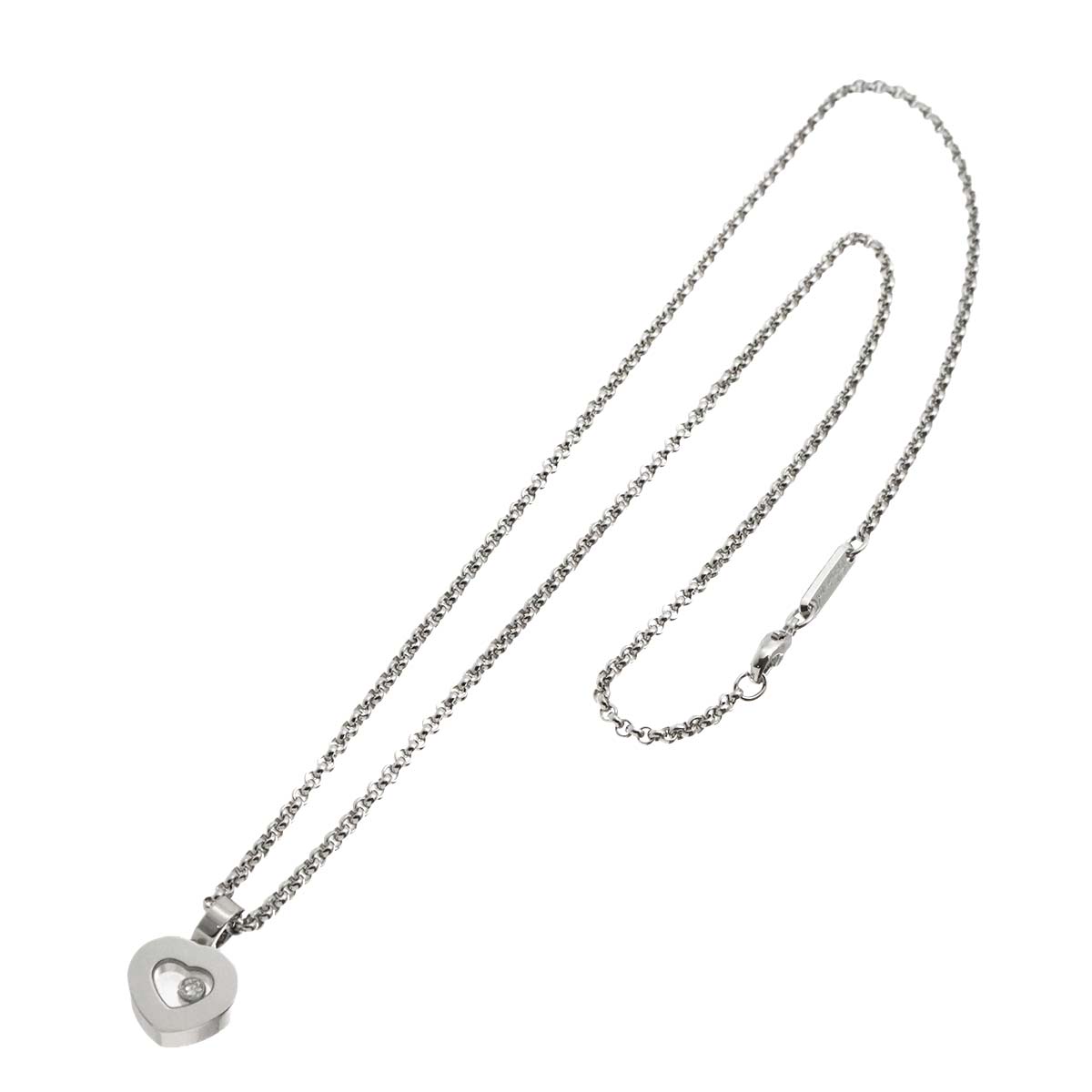 Happy Diamond Heart Necklace 18K White Gold 750