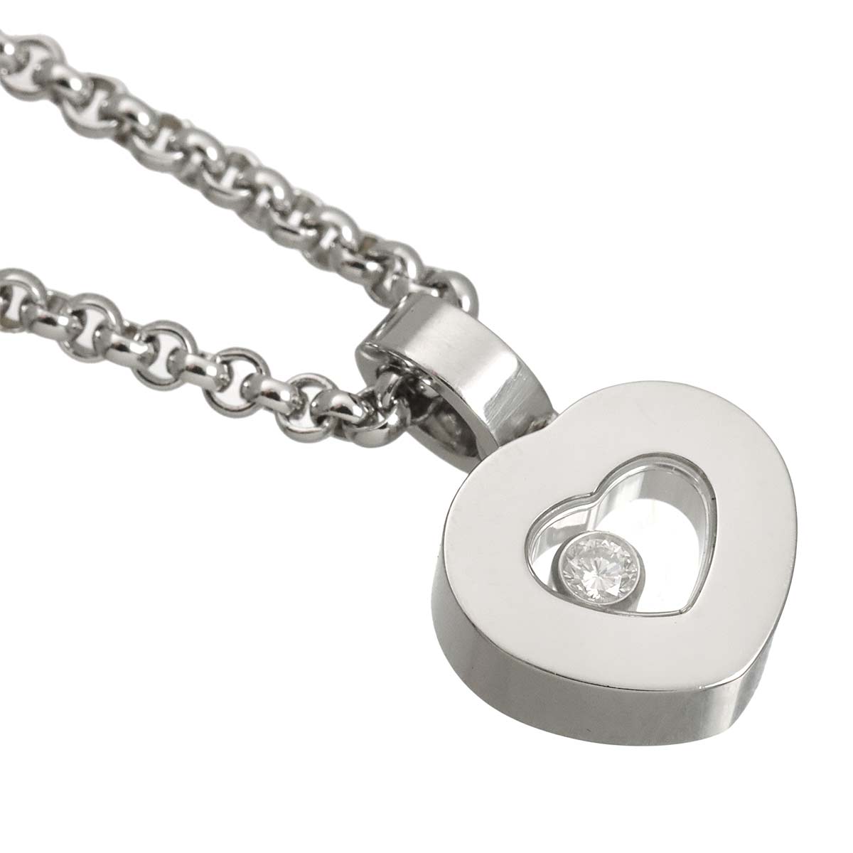 Happy Diamond Heart Necklace 18K White Gold 750