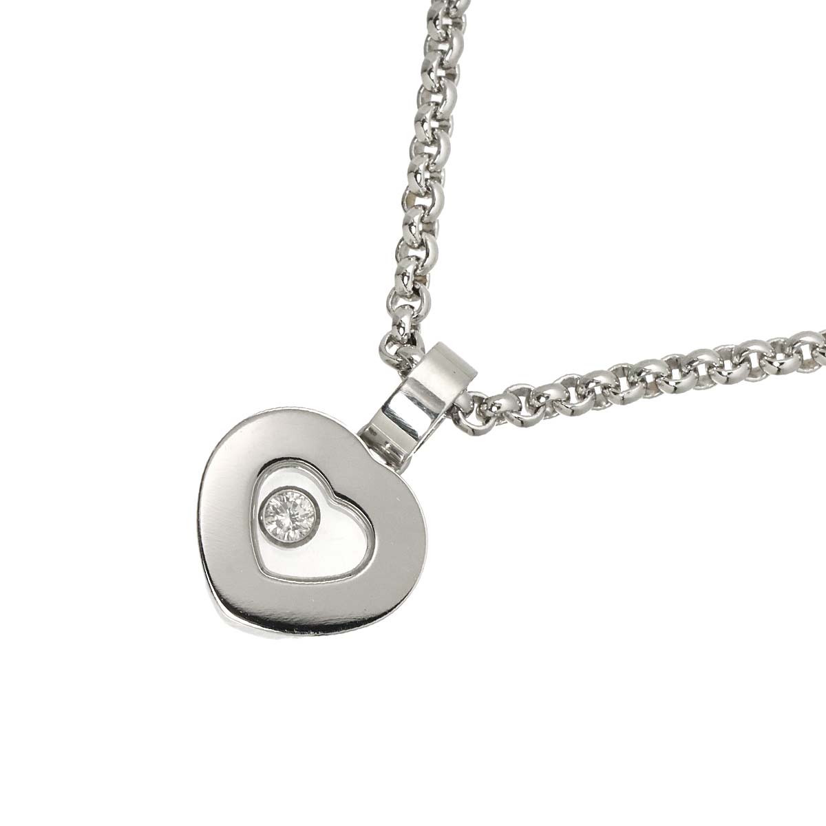 Happy Diamond Heart Necklace 18K White Gold 750