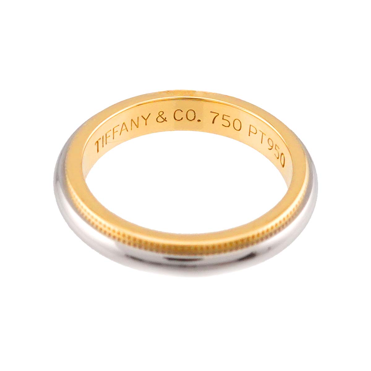 Milgrain Band Ring 18K 750 YG Platinum Size4.5(US)
