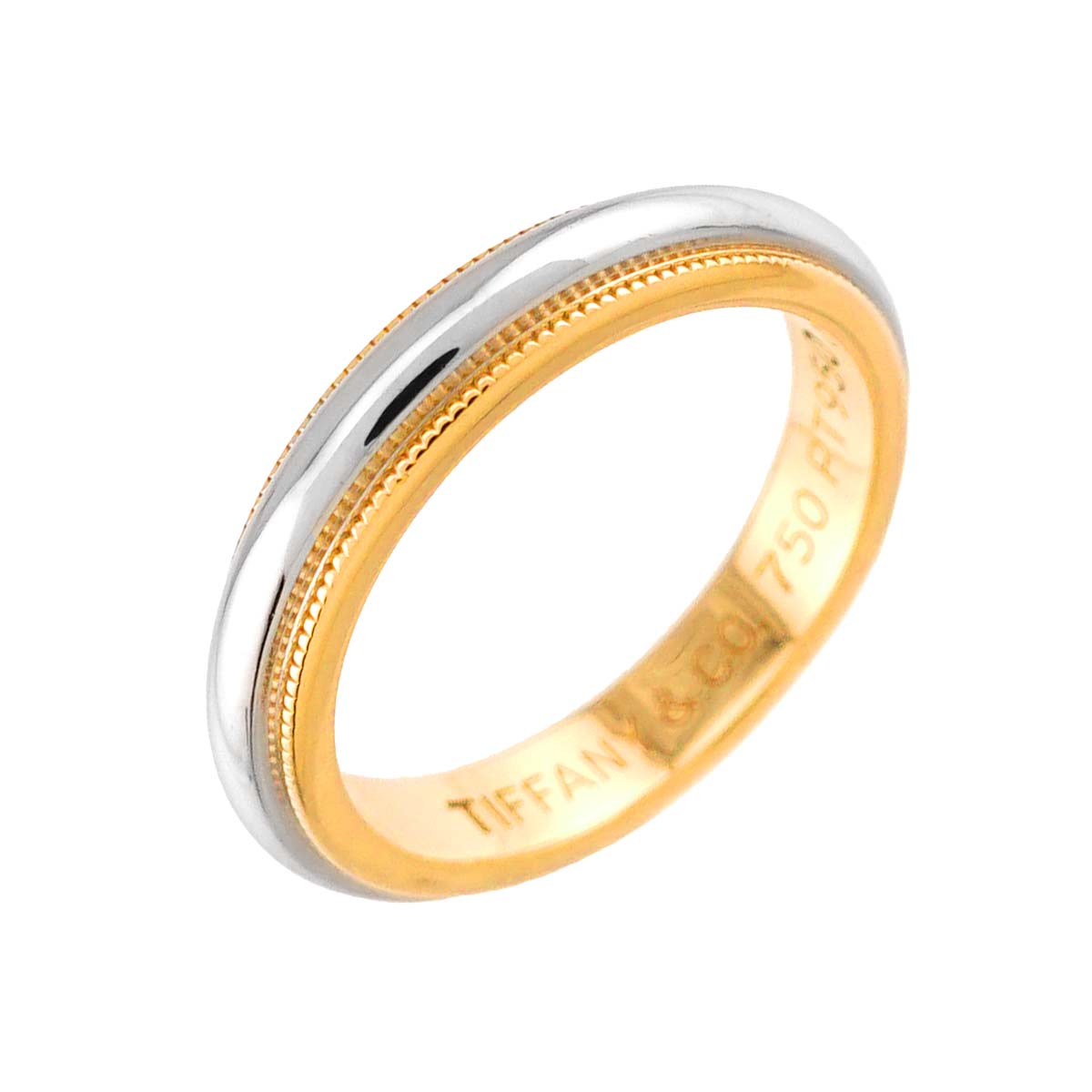 Milgrain Band Ring 18K 750 YG Platinum Size4.5(US)