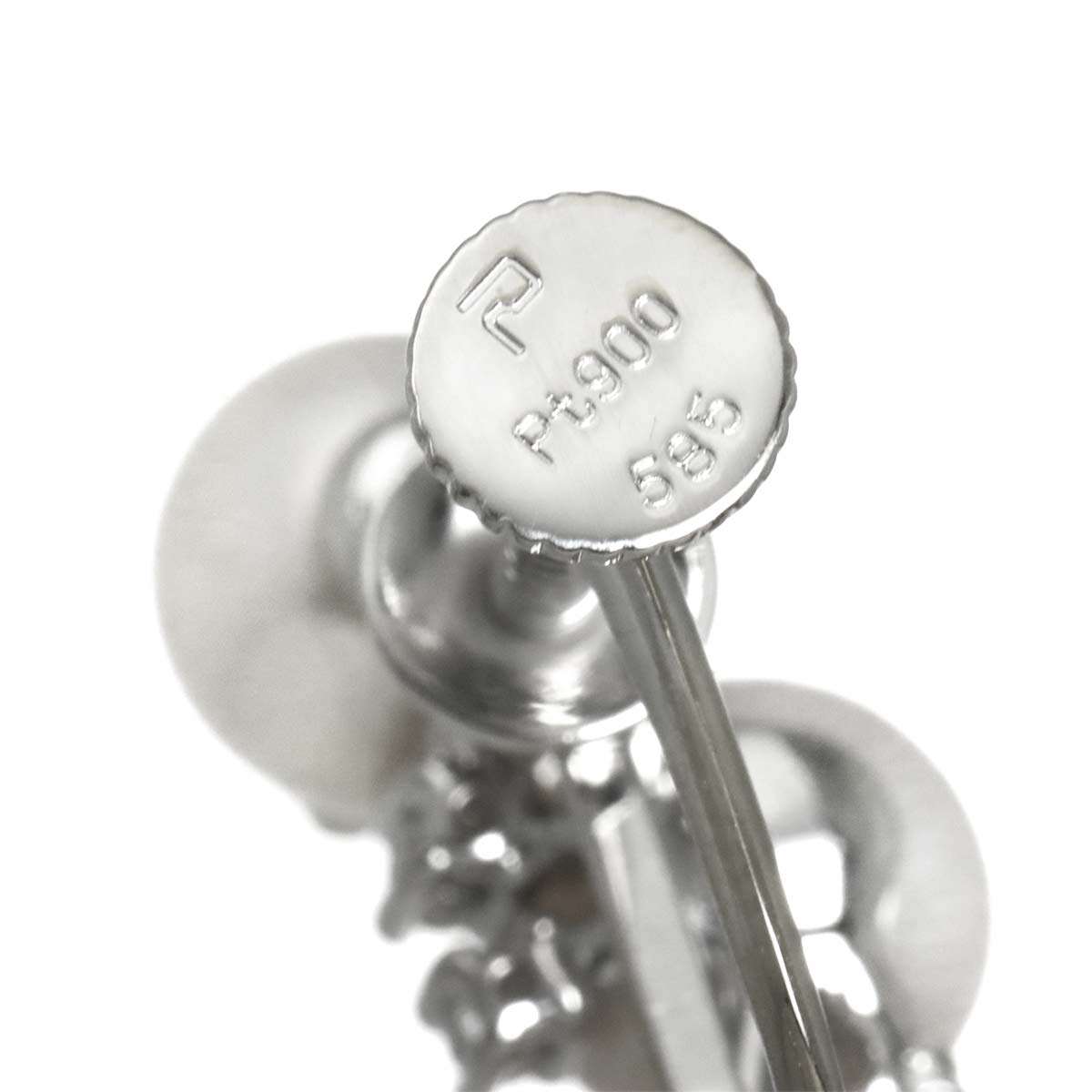 Akoya Pearl 6.9-6.3mm Diamond 0.06ct Earrings Platinum 14K WG 585