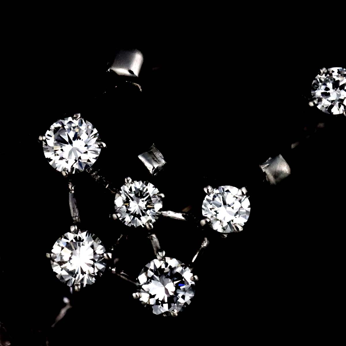 Garnet Diamond Brooch 14K White Gold 585