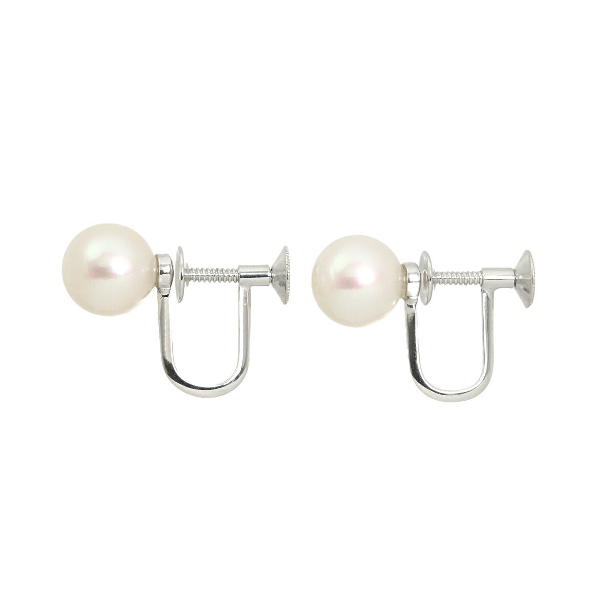 Akoya Pearl 7.7mm Earrings Clip on 14K WG White Gold 585
