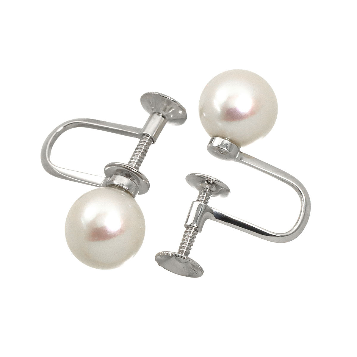 Akoya Pearl 7.7mm Earrings Clip on 14K WG White Gold 585