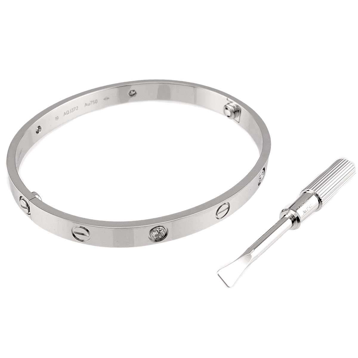 Love Bracelet Diamond 4P Bangle 18K WG 750 Size19