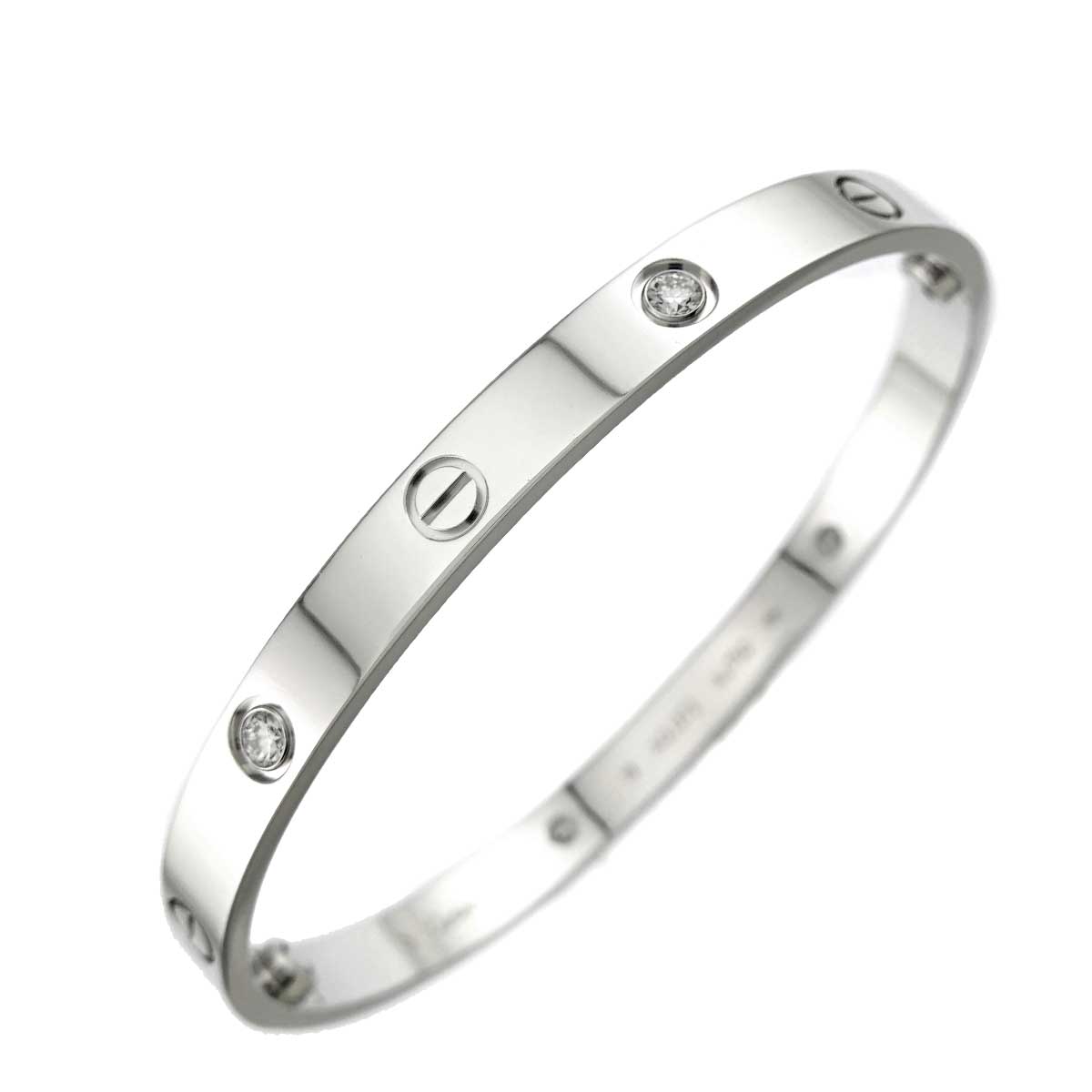 Love Bracelet Diamond 4P Bangle 18K WG 750 Size19