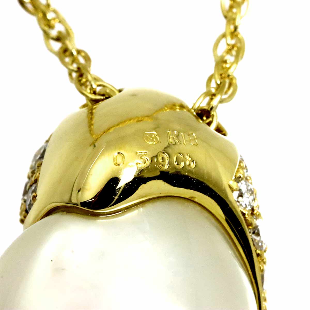 Baroque Pearl Diamond 0.39ct Necklace 18K YG 750
