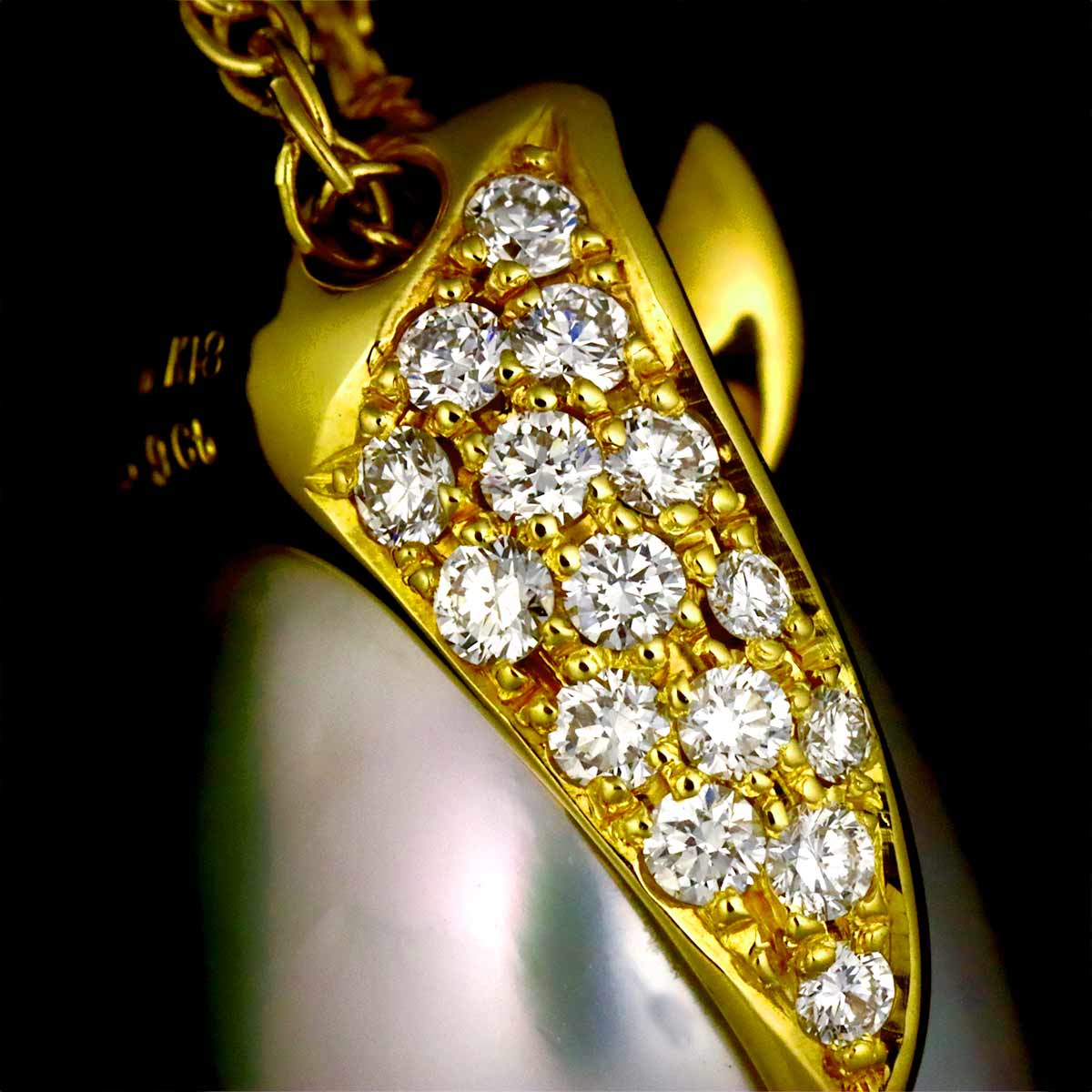 Baroque Pearl Diamond 0.39ct Necklace 18K YG 750
