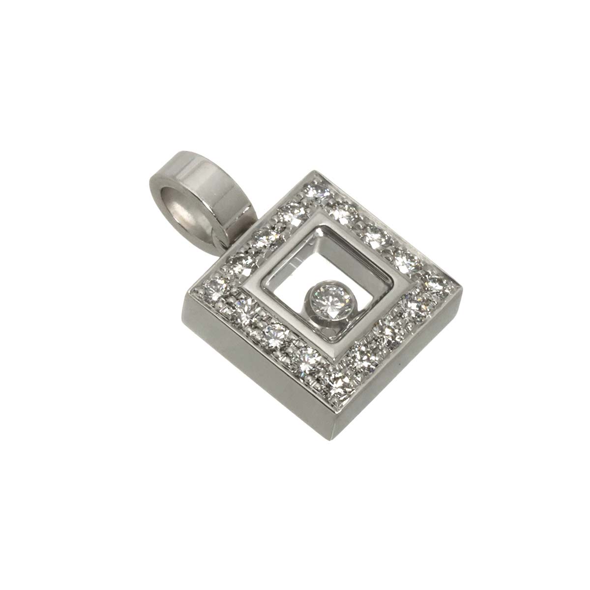 Happy Diamond Square Pendant Top 18K White gold 750
