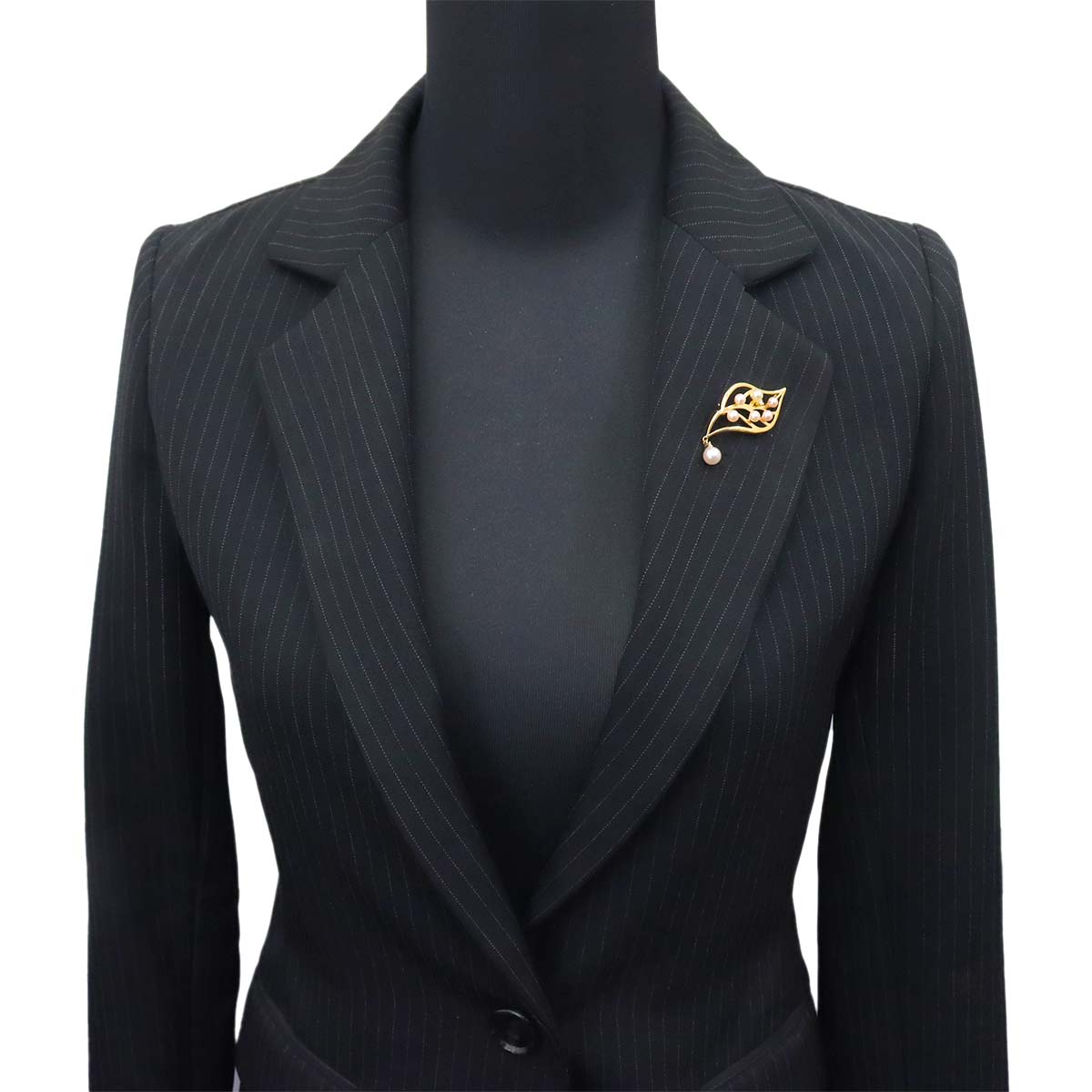 Akoya pearl 6.4-3.7mm Diamond Brooch 18K Yellow Gold 750