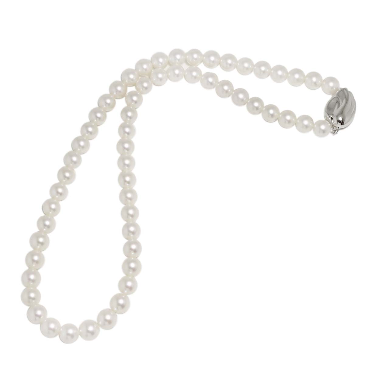 Akoya Pearl 7.4-7.0mm Necklace SV Silver 925
