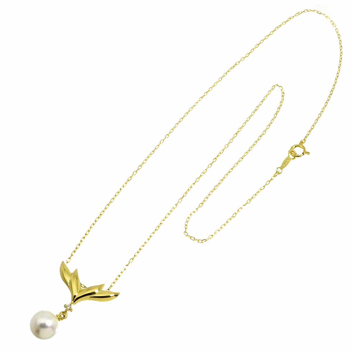 Akoya Pearl 7.5mm Diamond Necklace 18K YG 750
