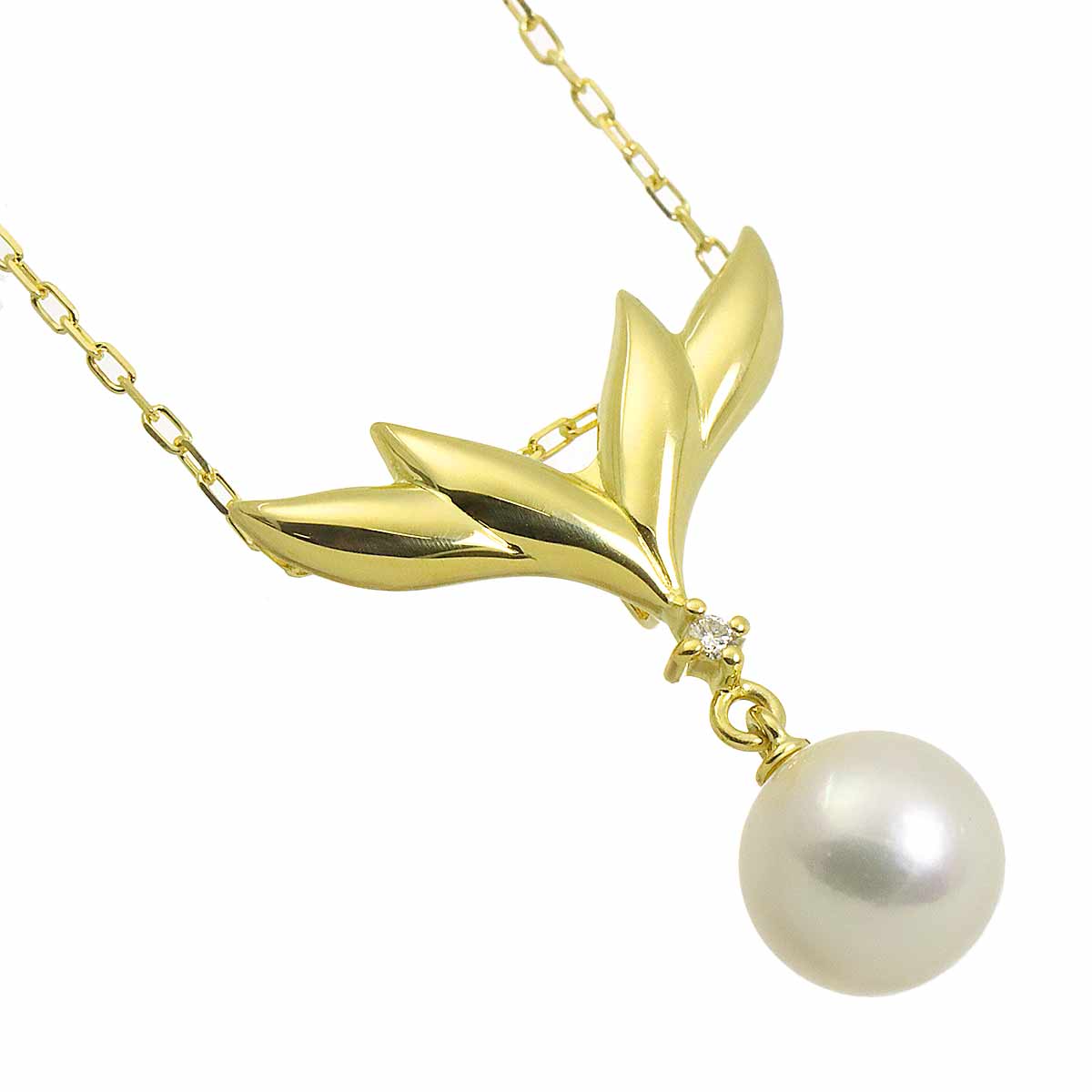 Akoya Pearl 7.5mm Diamond Necklace 18K YG 750