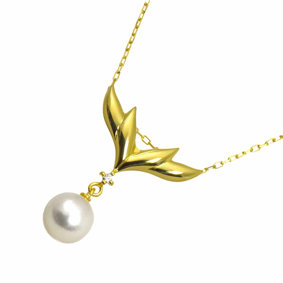 Akoya Pearl 7.5mm Diamond Necklace 18K YG 750