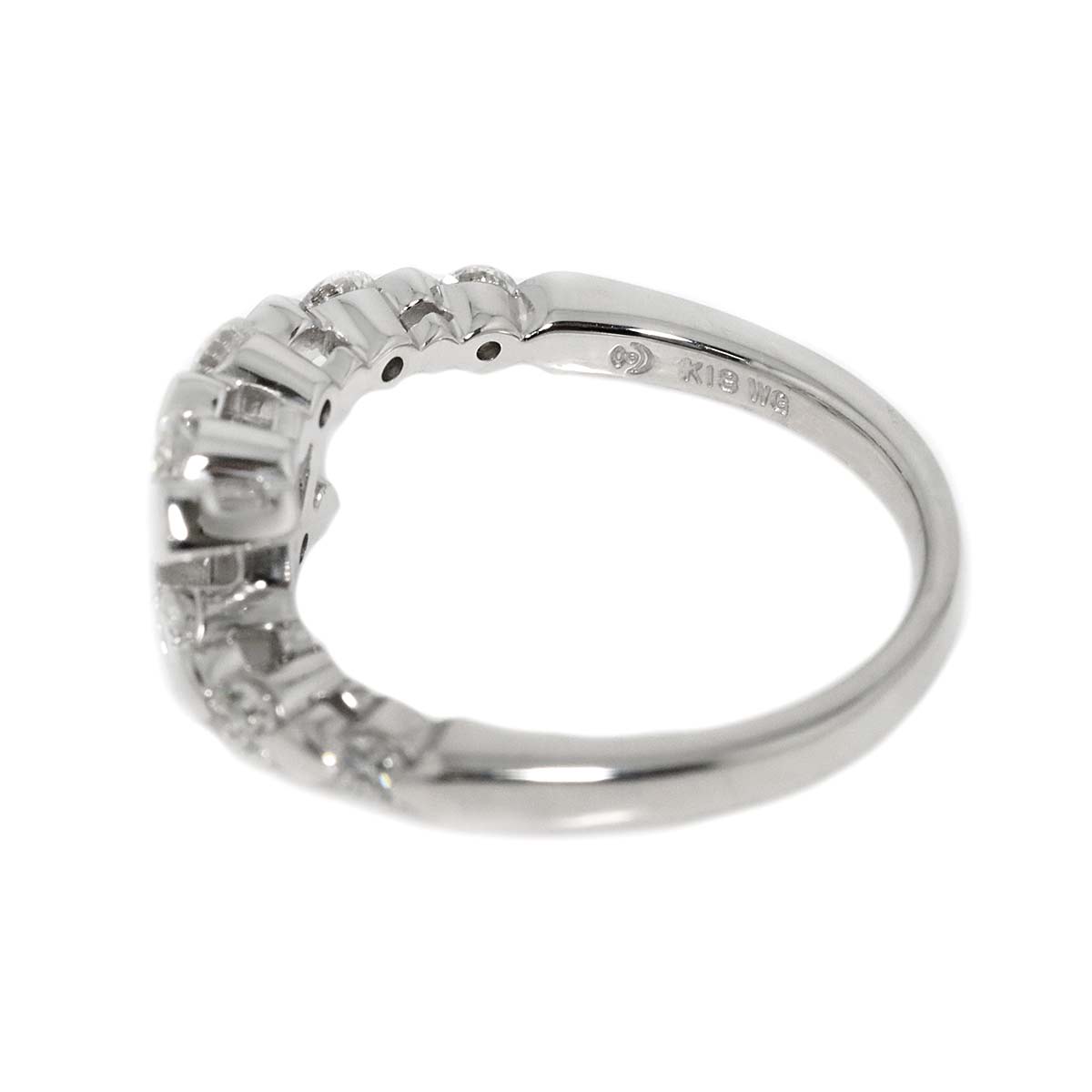 Diamond 0.58ct Ring 18K White Gold 750 Size6(US)