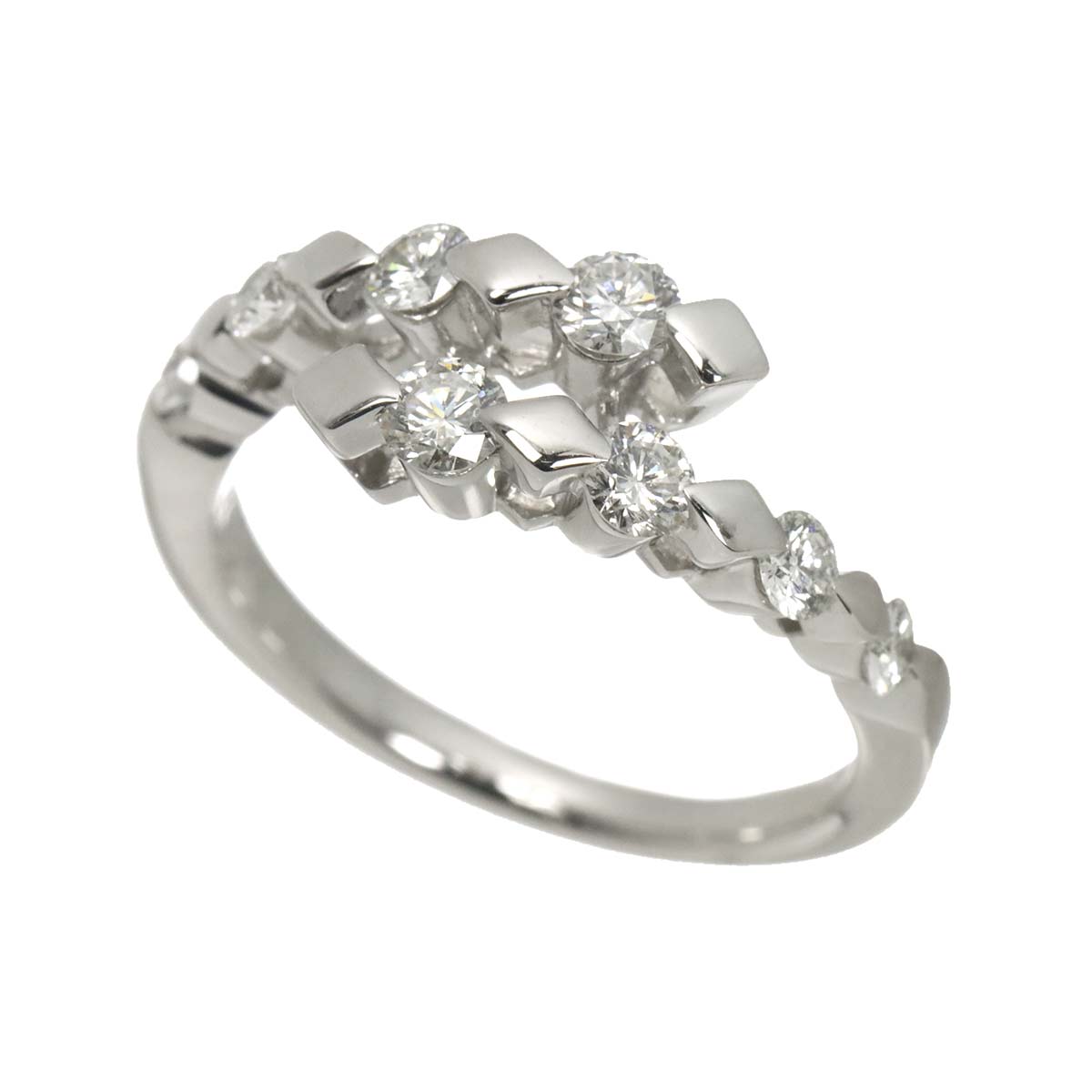 Diamond 0.58ct Ring 18K White Gold 750 Size6(US)