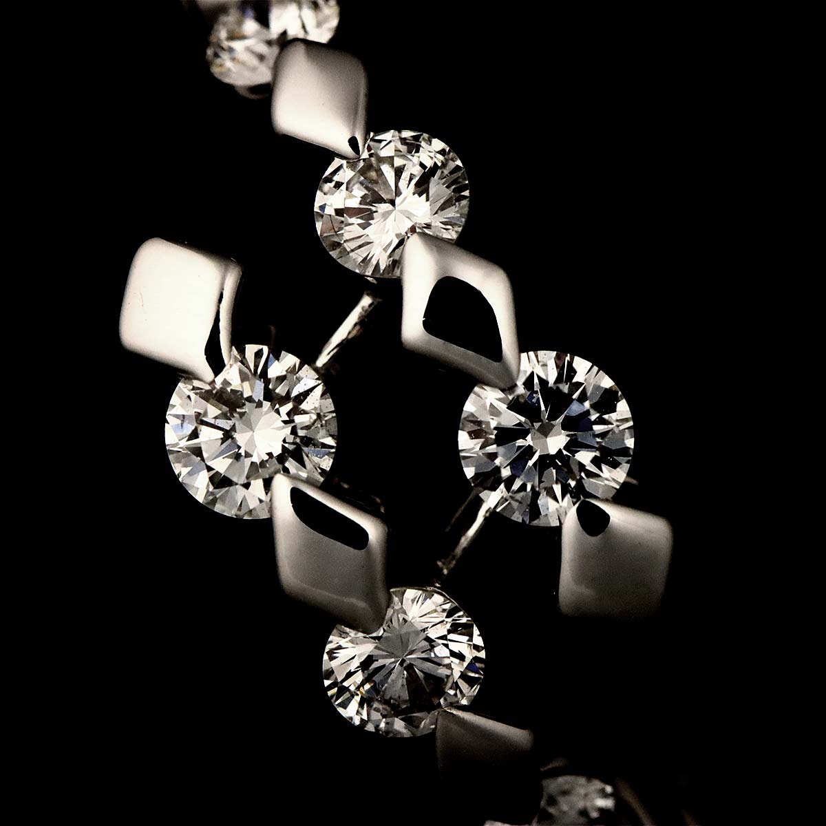Diamond 0.58ct Ring 18K White Gold 750 Size6(US)