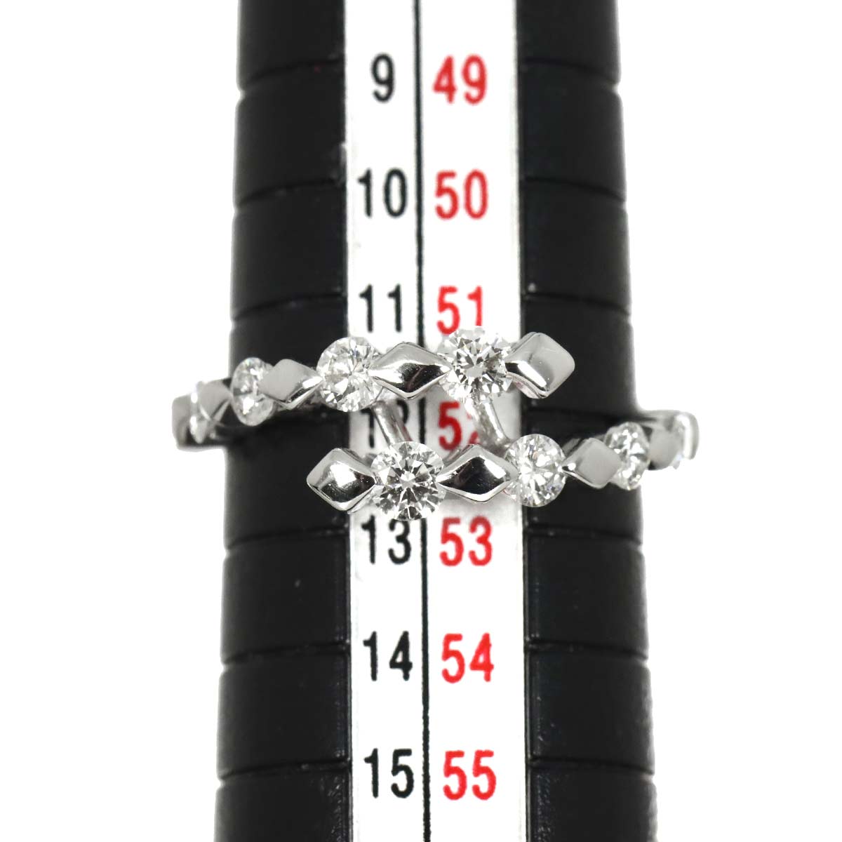 Diamond 0.58ct Ring 18K White Gold 750 Size6(US)