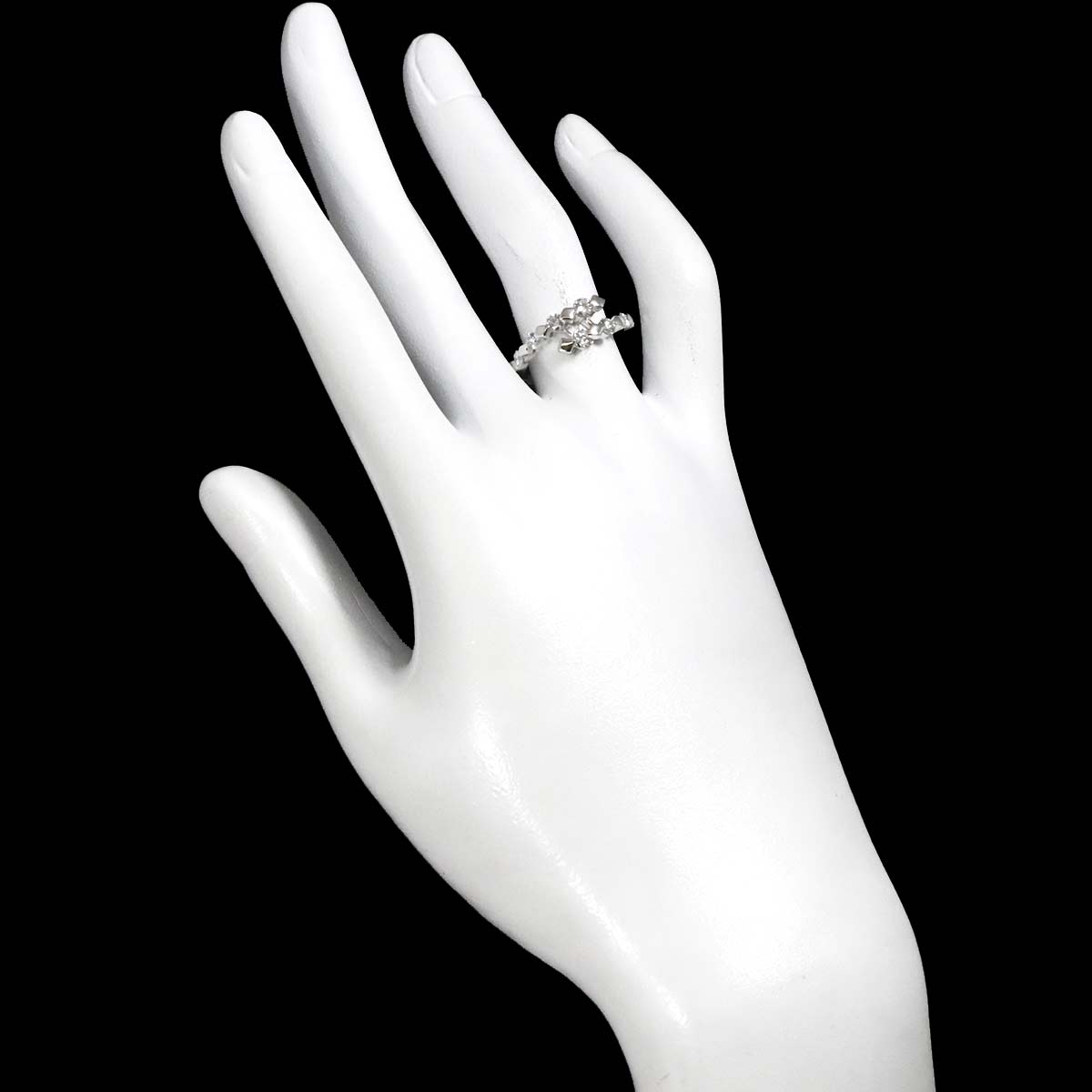 Diamond 0.58ct Ring 18K White Gold 750 Size6(US)