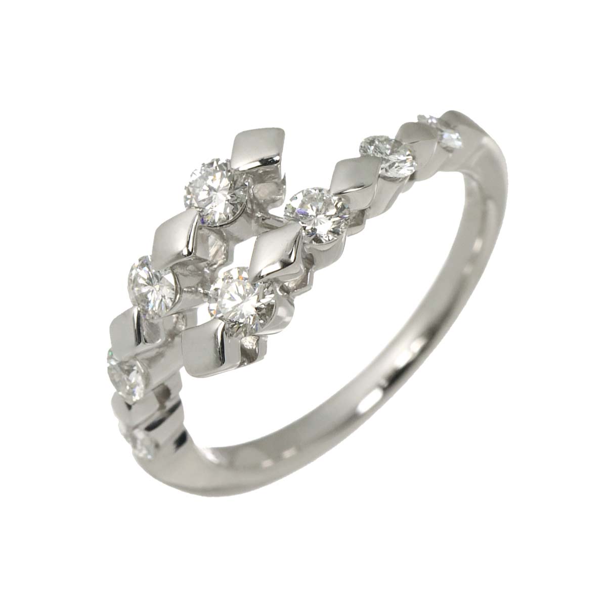 Diamond 0.58ct Ring 18K White Gold 750 Size6(US)